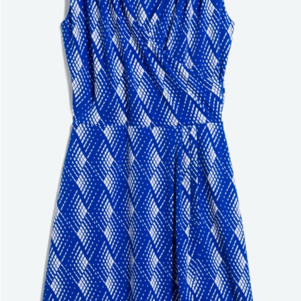 Gilli Arun Faux Wrap Knit Dress cobalt and white